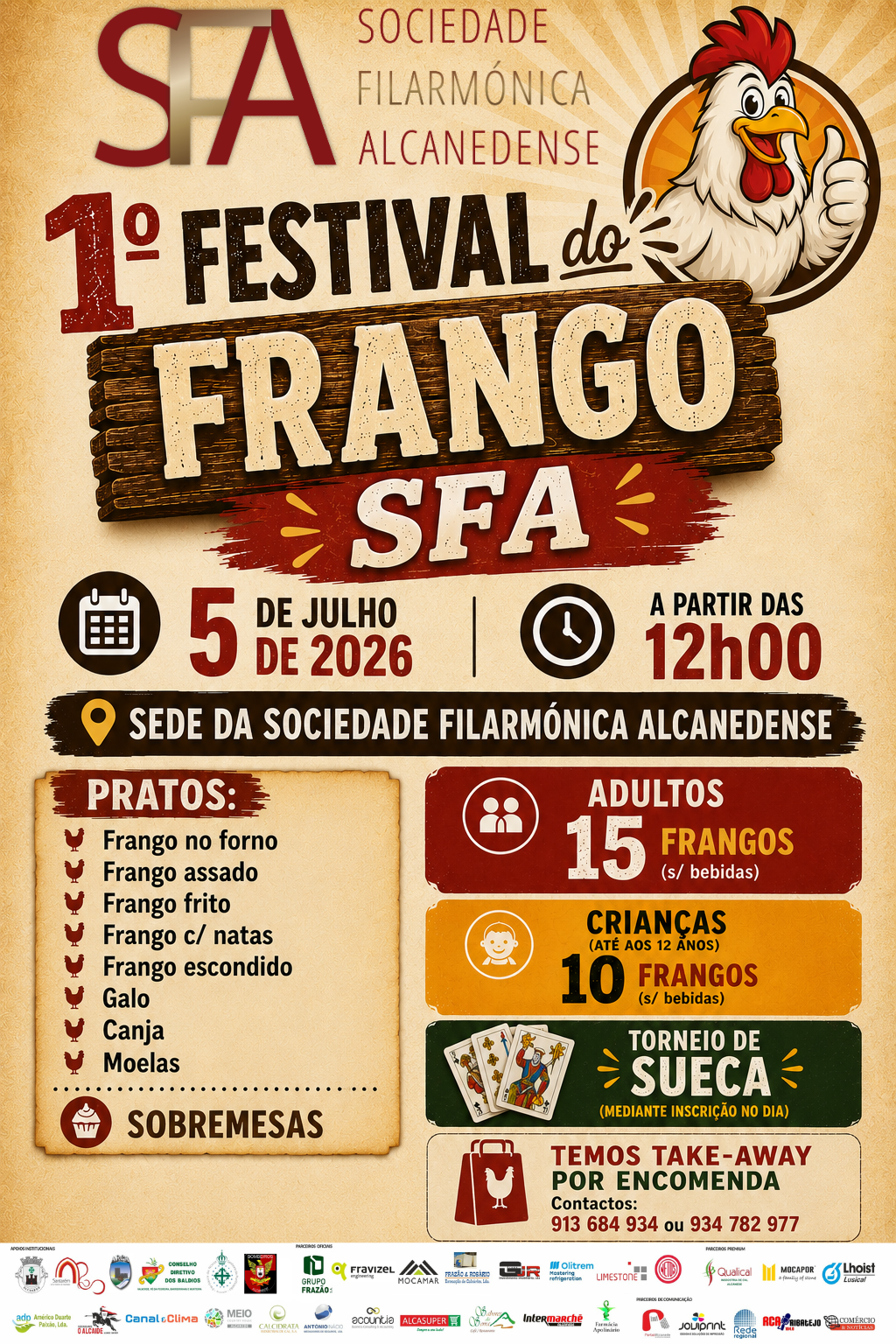 Cartaz do 1.º Festival do Frango SFA — 5 de julho de 2026